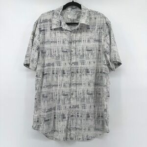 Ocean Current Mens M Grey Abstract Geometric Short Sleeve Button Up OY224224